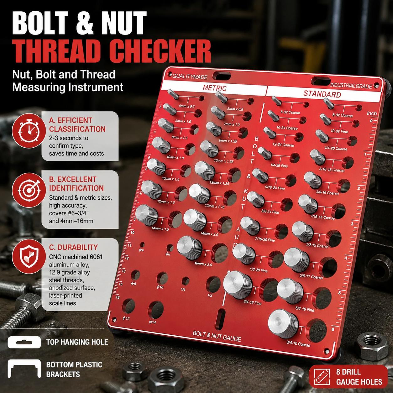 Woodworking Basic Tools - Nut and Bolt Thread Gauge Set
