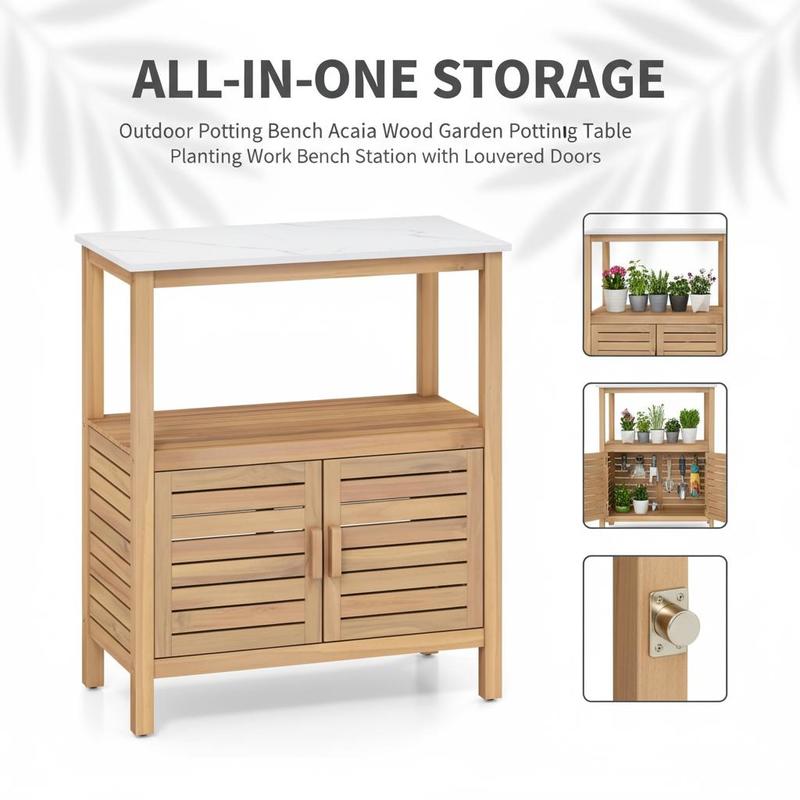 Outdoor Potting Bench Acacia W - огляд і ціна Workbench Woodworking