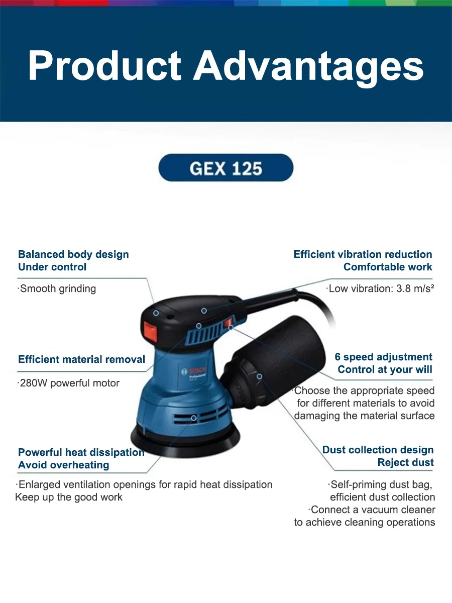 Bosch GEX125 280W Multifunctio - огляд і ціна Woodworking Machines